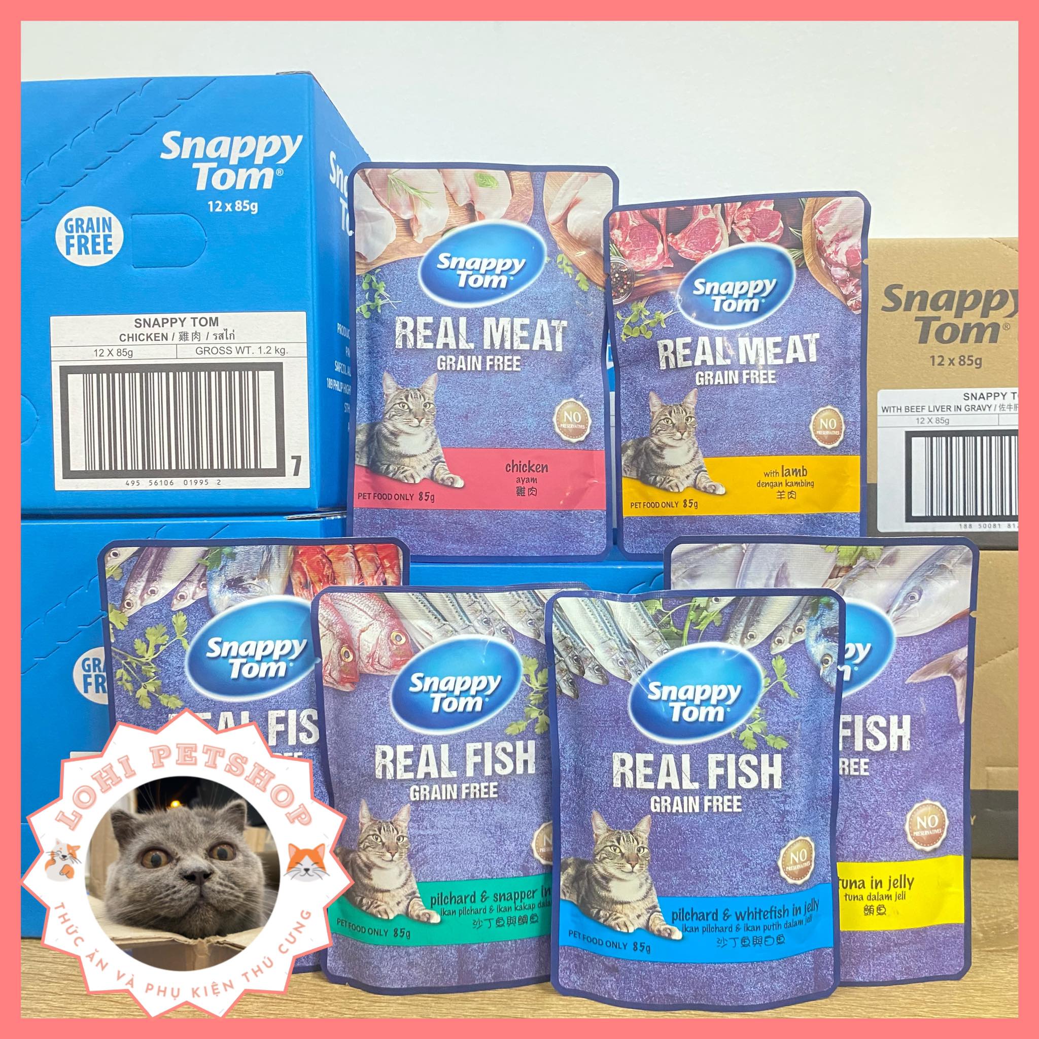 Pate snappy tom realfish realmeat cho mèo gói 85g