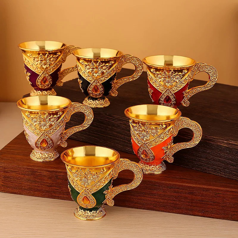 Nhiều Màu khắc mini  Vodka  mạnh cup Dát Đá quý hợp kim đám cưới chalices drinkware Bộ đồ ăn trang trí nội thất 30ml