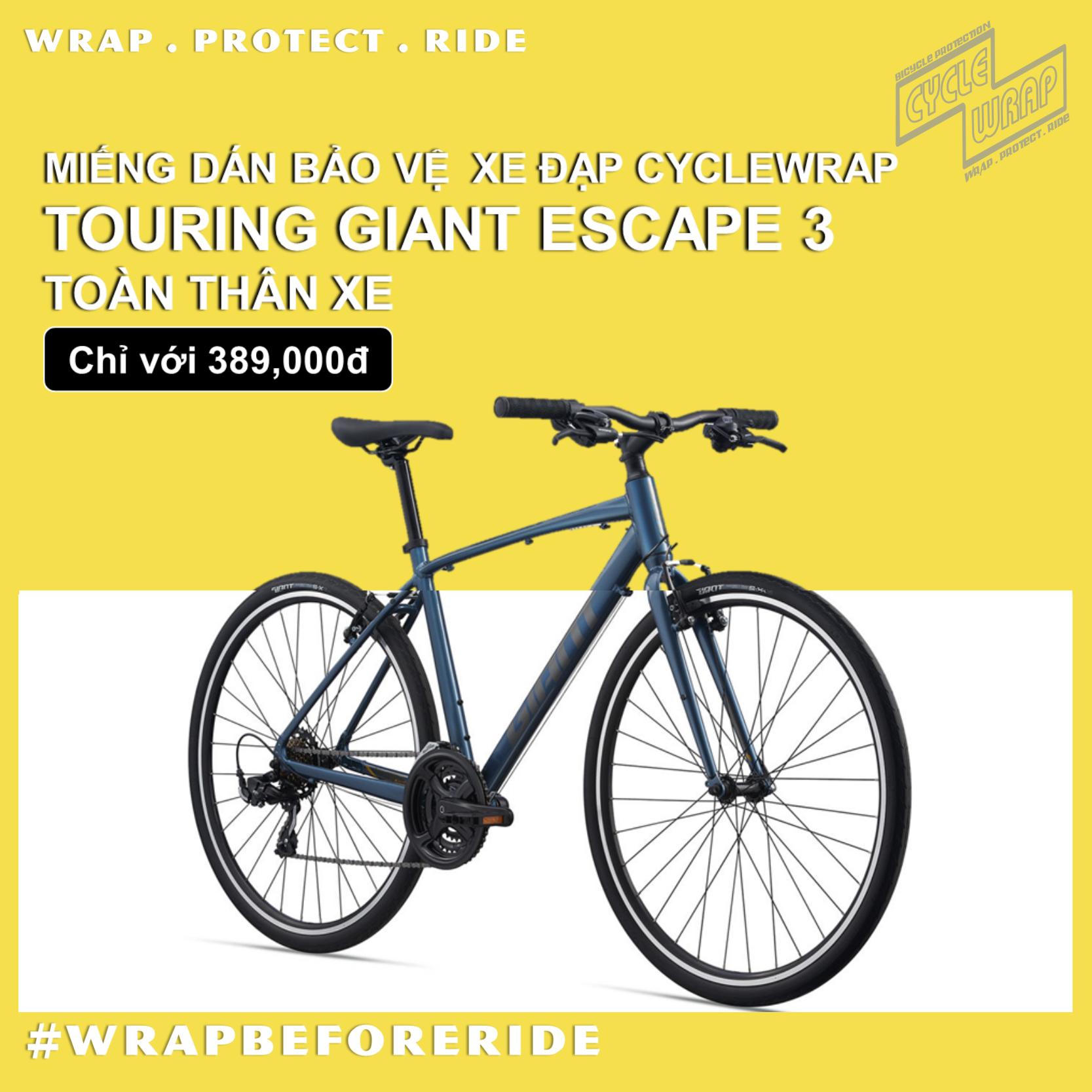 MIẾNG DÁN BẢO VỆ TRẦY XƯỚC XE ĐẠP GIANT ESCAPE 3 - CYCLEWRAP