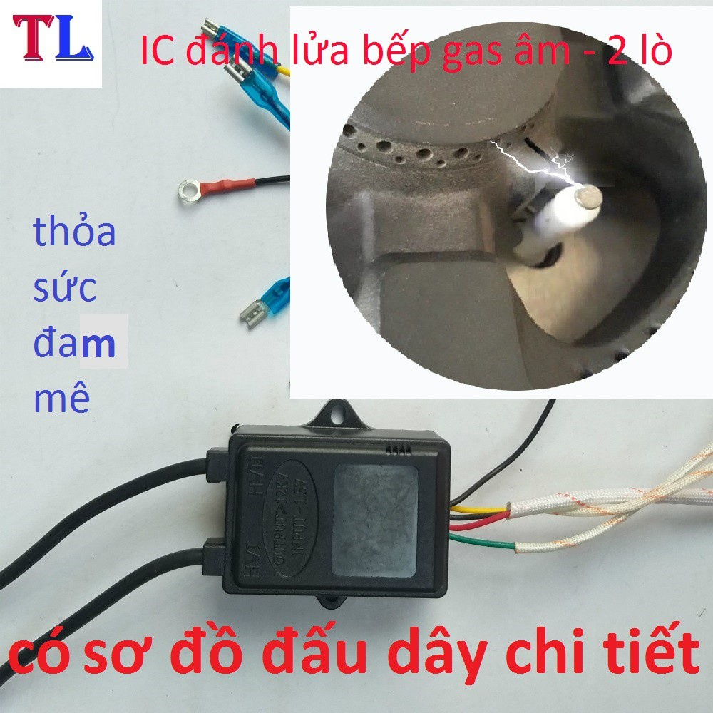 Bộ 1 IC 2 lò điện tử đánh tia lửa điện bếp gas âm đa năng Ic đánh lửa bếp ga 2 lò 1,5v Ic đánh lửa Ic đánh lửa bếp gas