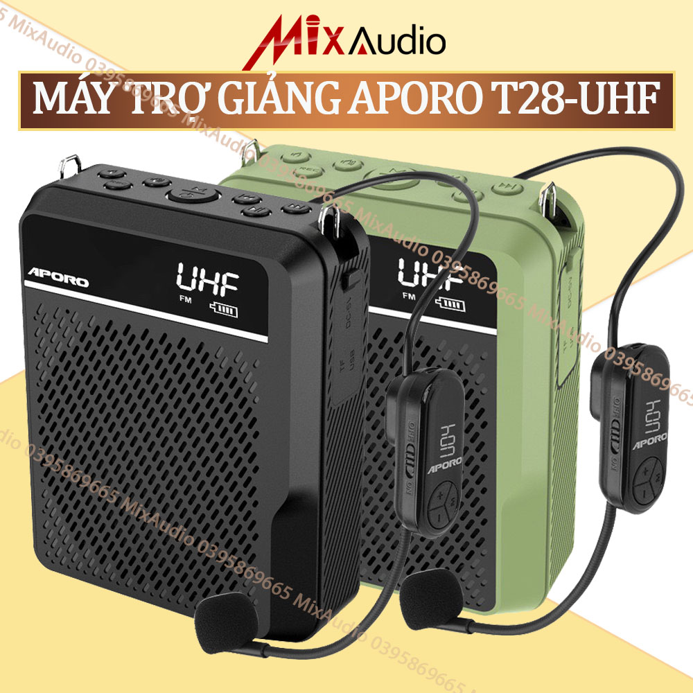 [CHÍNH HÃNG] Máy Trợ Giảng Cao Cấp APORO T28 UHF,Âm Lượng Lớn 40w, Mic Không Dây, BLUETOOTH 5.0, BH 12 Tháng