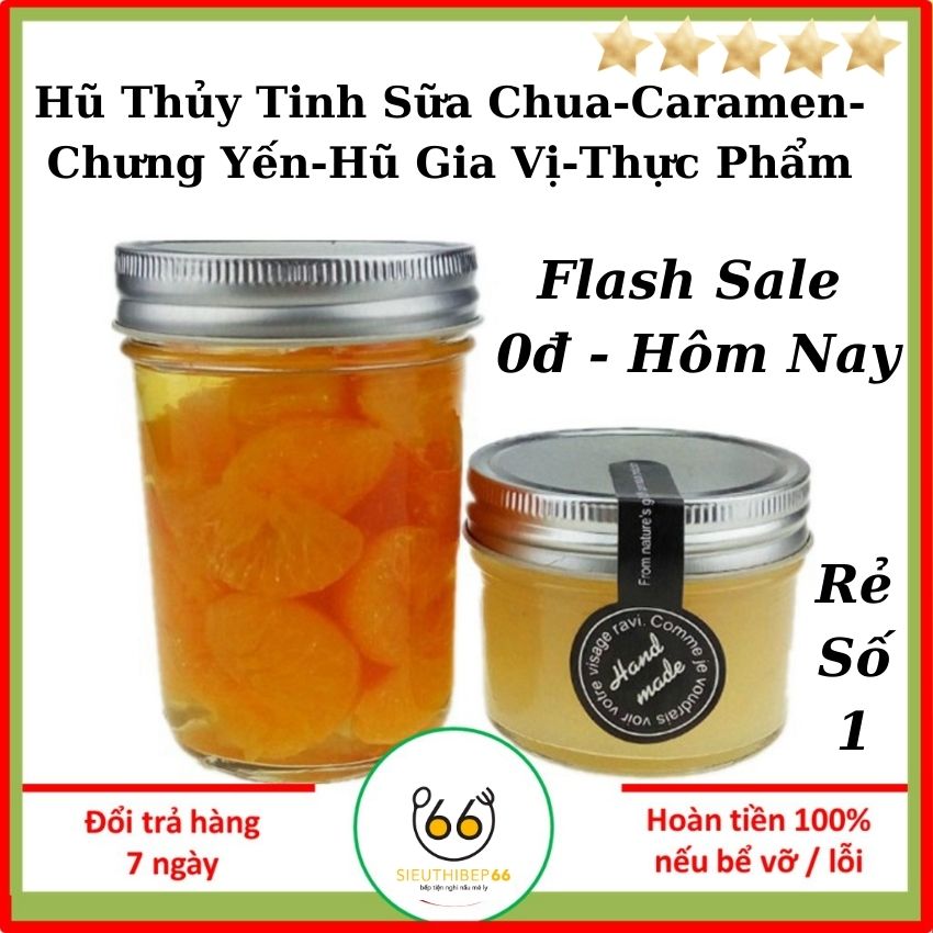 Hũ Thủy Tinh Tròn Nắp Nhôm Vặn Đựng Gia Vị, Làm Sữa Chua, Caramen, Bánh Kem Flan, Pudding, Chưng Yến, Hộp Đựng Thực Phẩm