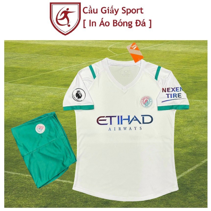 Áo bóng đá clb manchester city màu trắng - vải thun lạnh