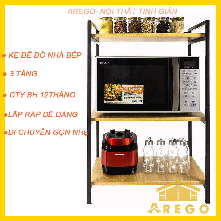 [HCM]KỆ ĐỂ LÒ VI SÓNG LÒ NƯỚNG 3 TẦNG NHÀ BẾP - BẢO HÀNH 12 THÁNG