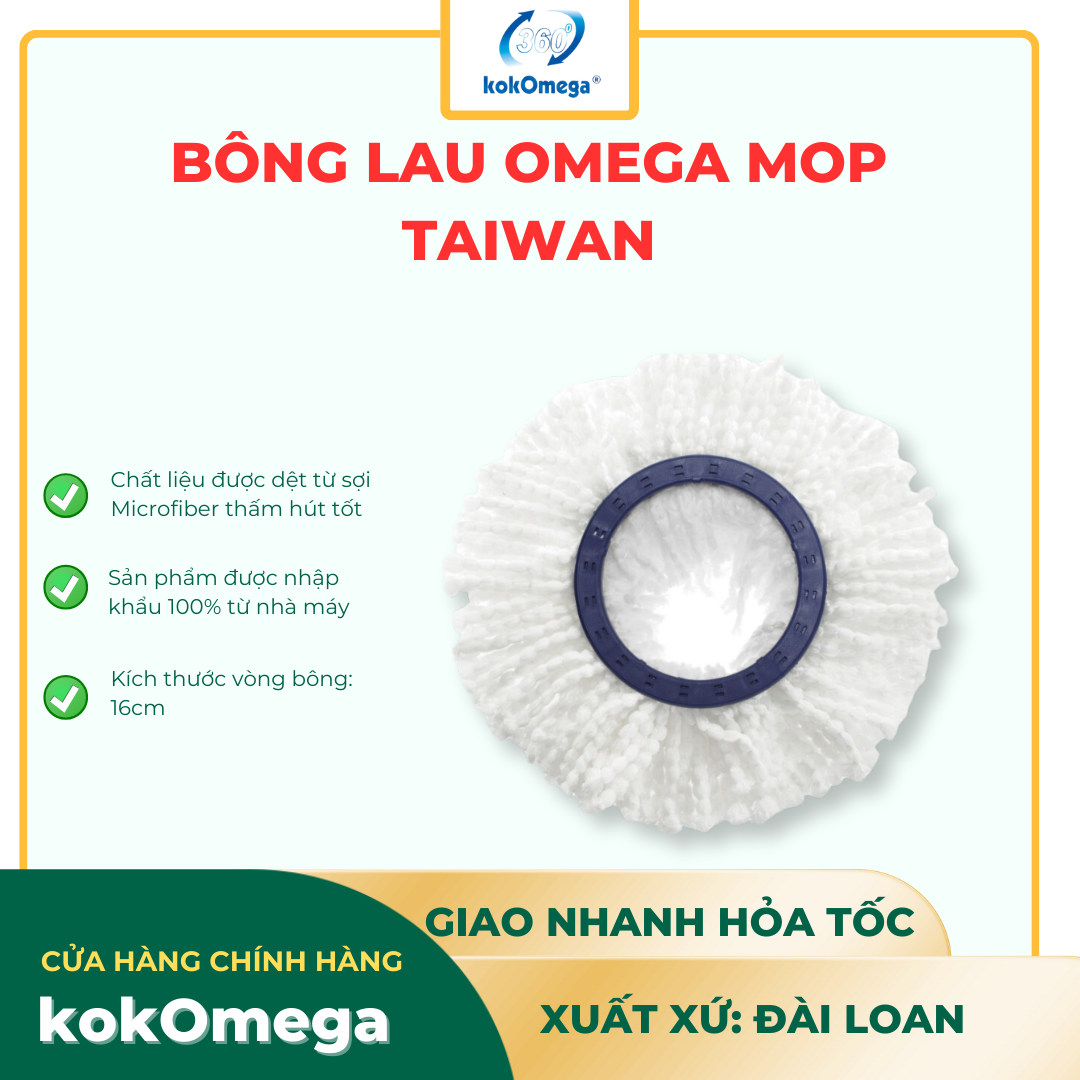 Bông Lau Sàn Nhà Omega Mop Từ Sợi Microfiber