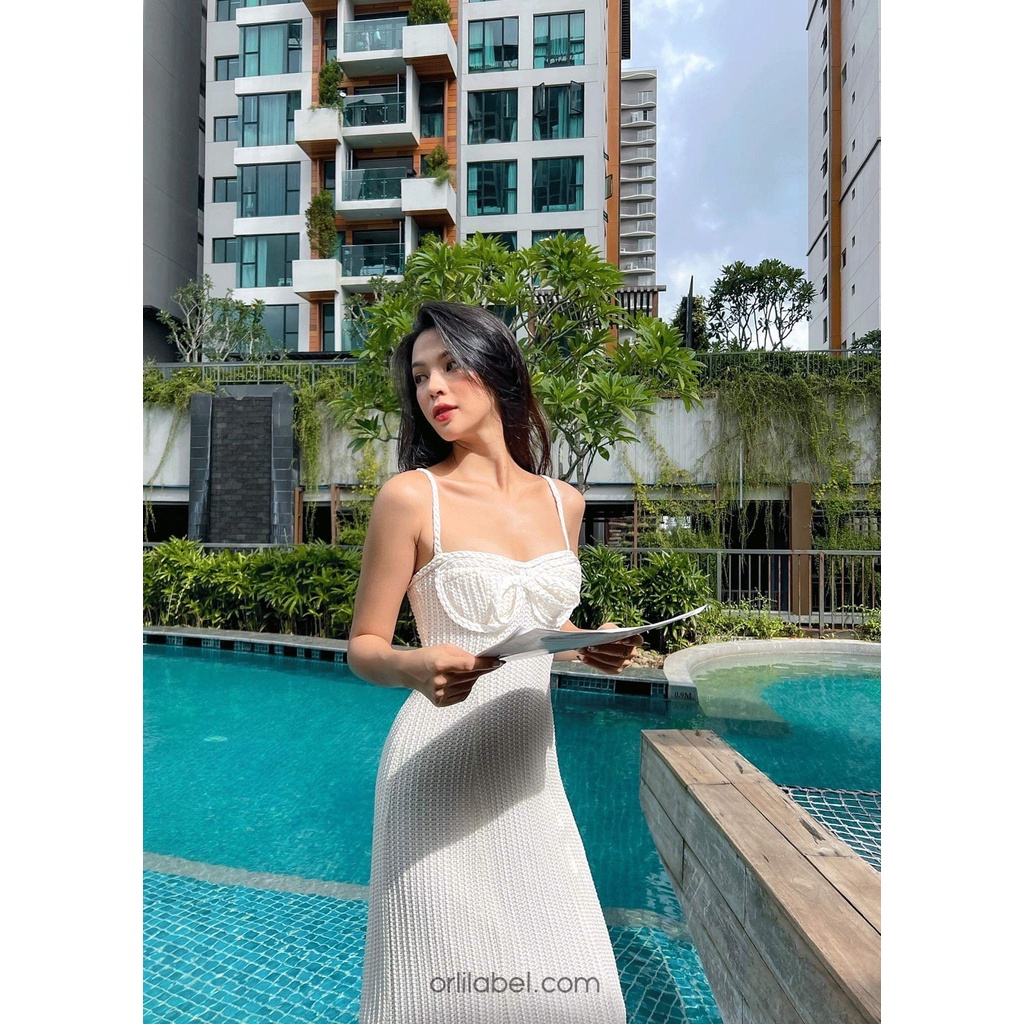 Đầm trắng chi tiết nơ, Amber Dress - Orli Label