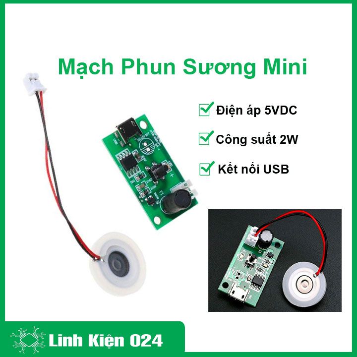 Mạch phun sương mini usb 5vdc 2w 108khz
