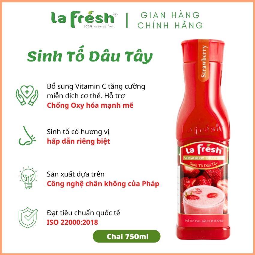 Sinh tố dâu tây Lafresh 750ml thích hợp pha chế cho gia đình và quán cafe cùng với hương vị tự nhiên đem lại cảm giác chân thật nhất