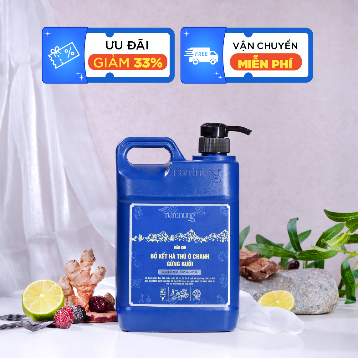 NAM NUNG Can dầu gội 2 siêu tiết kiệm cho gia đình