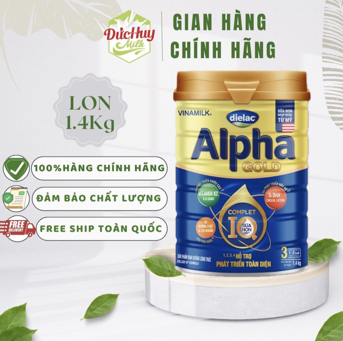 Sữa bột Vinamilk Dielac Alpha IQ Gold 4 sữa non 1.4kg