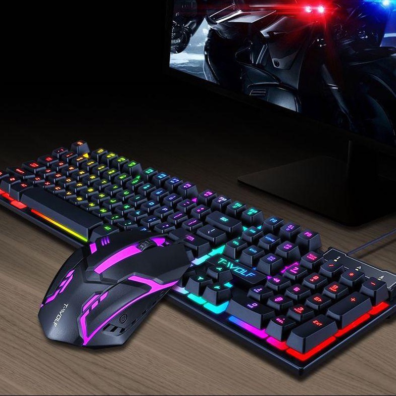 Combo bàn phím + chuột t-wolf tf200 led có dây cổng usb , combo chuột và bàn phím chơi game , chuột và bàn phím văn phòng giá tốt tại sendai store
