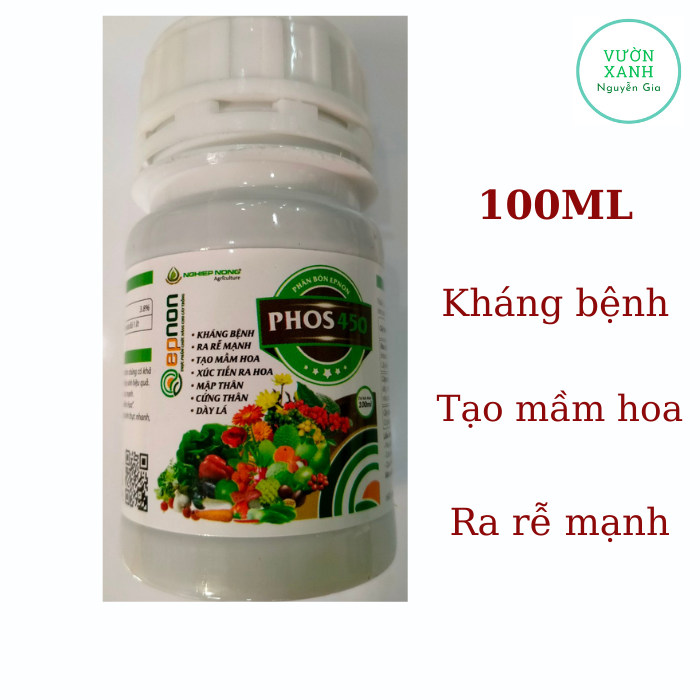 Phân Bón Phos 450 chai 100ml. Kháng Bệnh - Ra Rễ Mạnh - Tạo Mầm Hoa