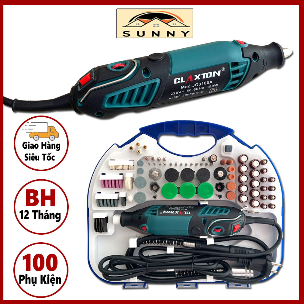 Bộ máy khoan mài cắt khắc mini claxton 350w 100 chi tiết - máy khoan mài khắc mini, máy mài, máy khoan, bộ máy khoan mài cắt cầm tay đa năng, phụ kiện dụng cụ cầm tay sunny