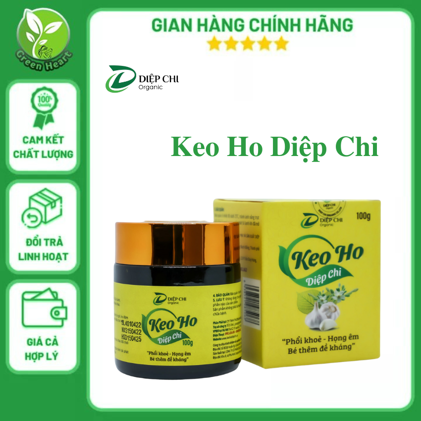 Keo ho DIỆP CHI cho bé hũ 100g giúp nâng cao đề kháng, bổ phổi, nhuận phế, hỗ trợ trị ho khan, ho đờm, đau rát họng, khan tiếng.N15- Green Heart.vn