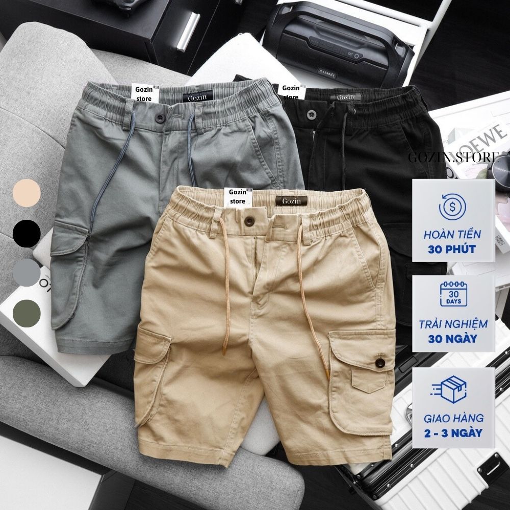 Quần short kaki túi hộp nam gozin.store - vải kaki cotton co giãn - shortja01
