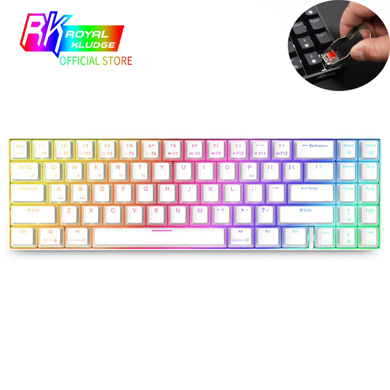 HOTSWAP RK71 RGB - Bàn phím cơ không dây Royal Kludge RK71 RGB 71 phím kết nối dây và Bluetooth 5.1 dành cho game thủ văn phòng trên PC/Laptop/Điện thoại - Chính Hãng