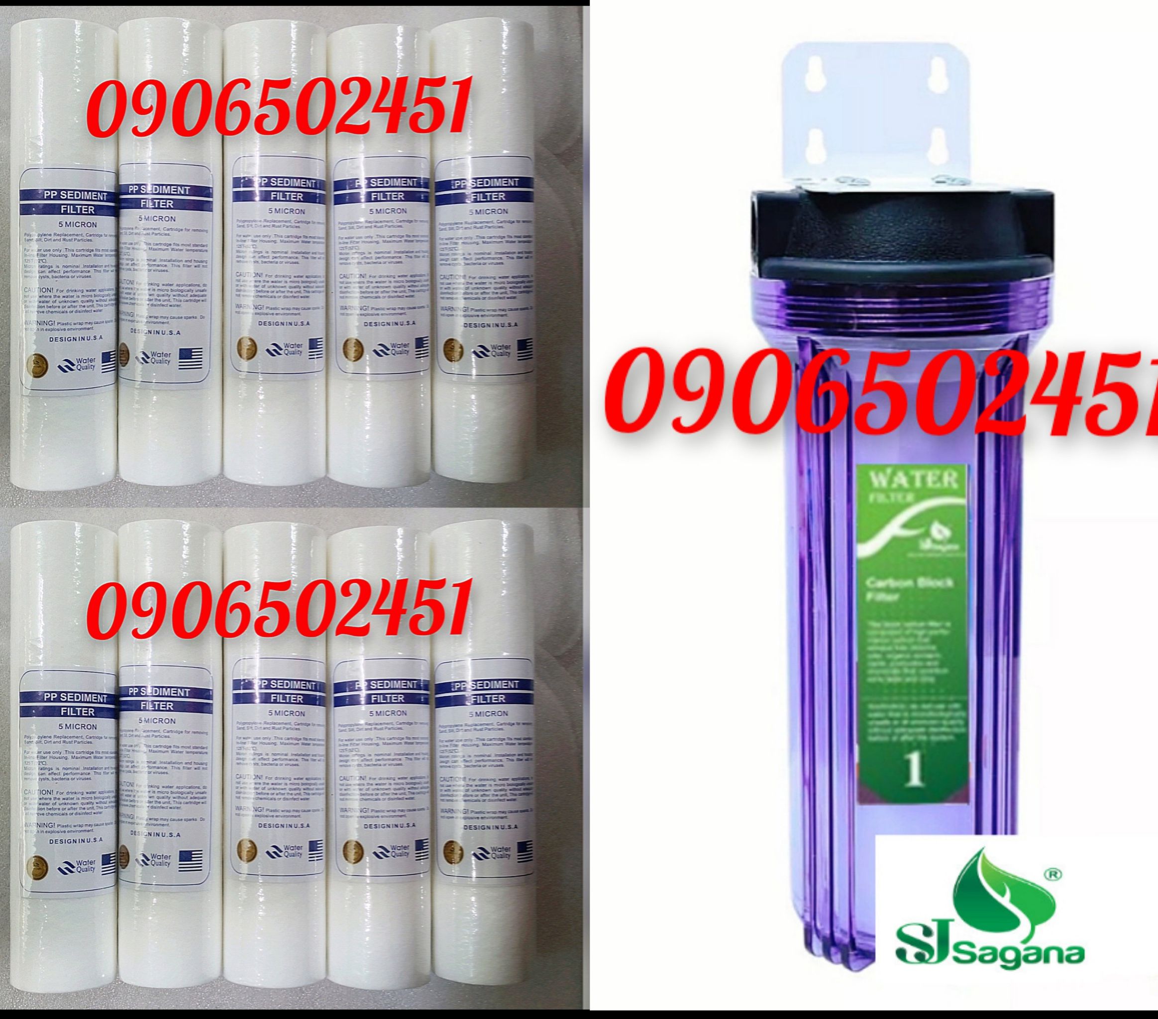 [HCM]combo Bộ lọc nước sinh hoạt -bộ lọc thô đầu nguồn ly đơn 10 Inch + 10 lõi lọc số 1 PPF 10 inch
