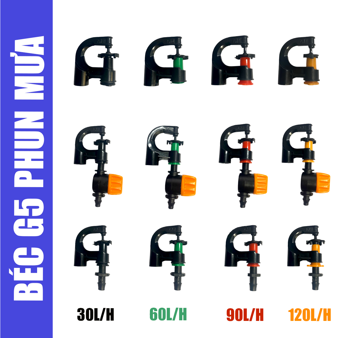 Béc G5 cải tiến có chặn bán kính nước tưới gốc chống côn trùng.
