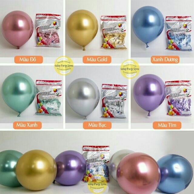 100 bóng bay siêu nhũ size 5 inch ,phụ kiện trang trí sinh nhật ,tiệc cưới, bóng bay khai trương cửa hàng