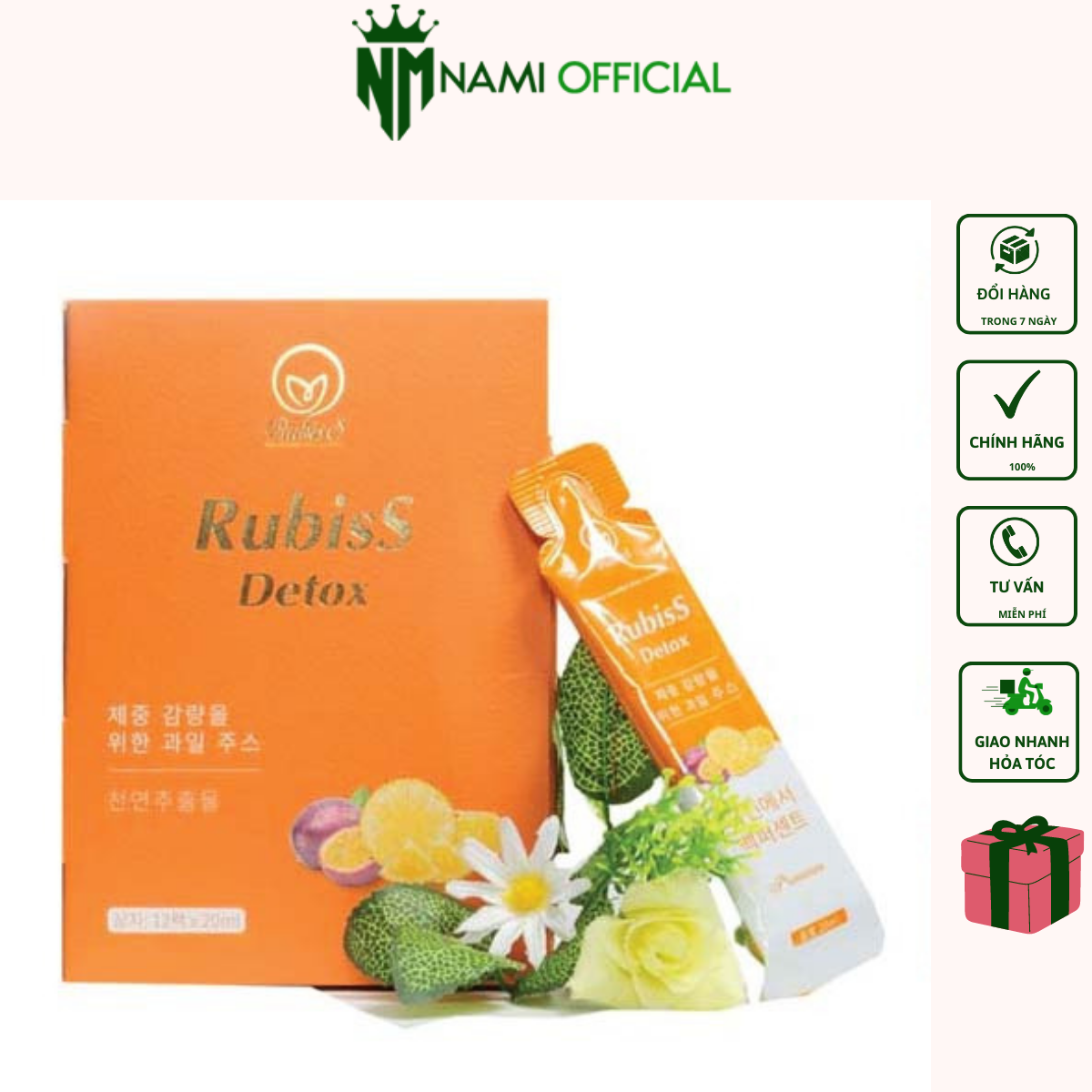 RubisS Detox Giảm Cân - Nước trái cây Giảm cân Rubiss Detox - Hộp 12 gói {Chính hãng, tem lớp bạc đầy đủ để kiểm tra tin nhắn tổng đài}