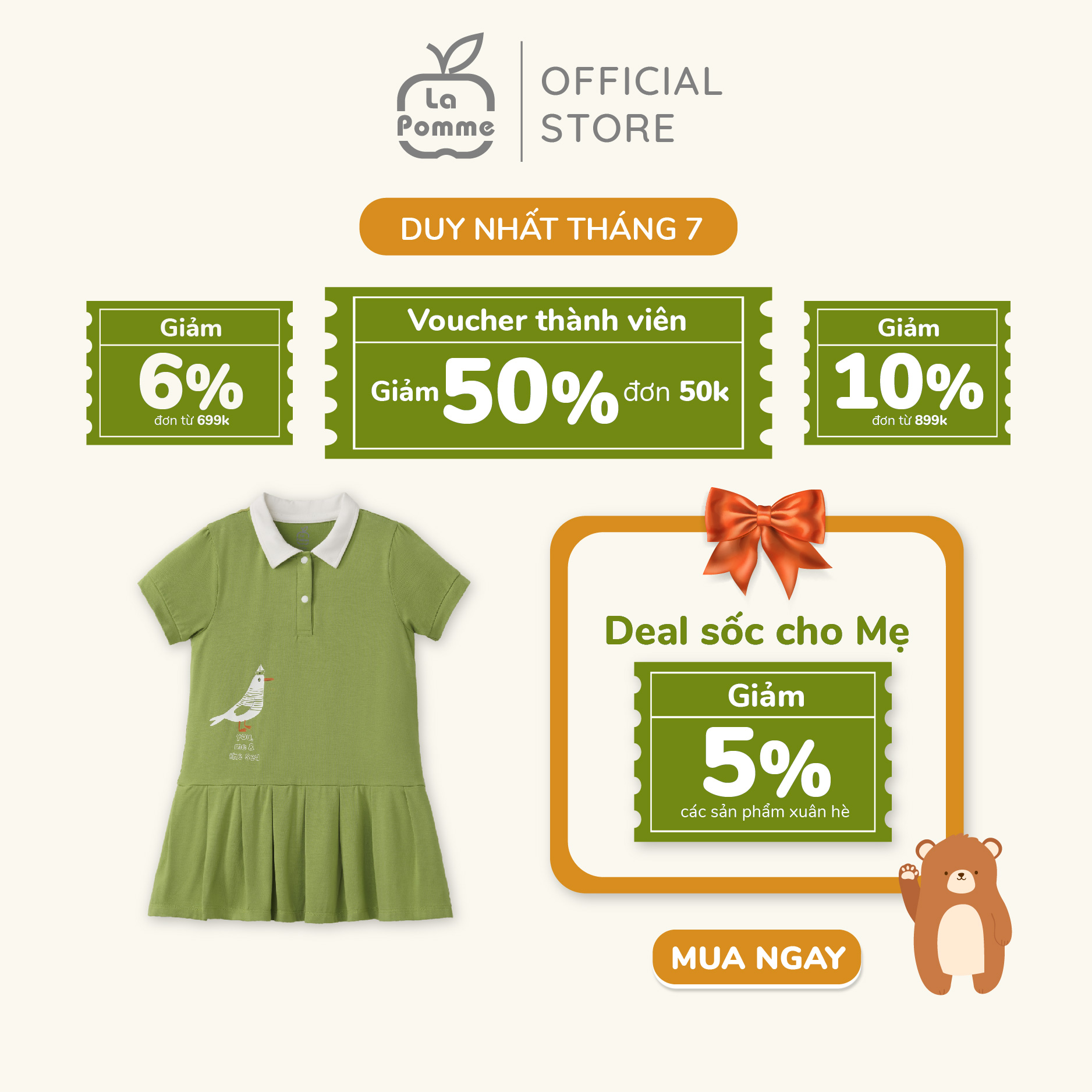 Đầm bộ cộc tay La Pomme Polo thủy thủ hải âu