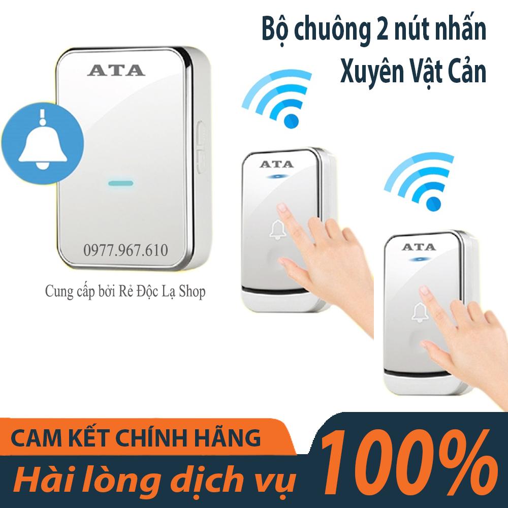 Bộ 2 chuông cửa không dây cao cấp ata at-913m kín nước, xuyên vật cản 30-50m, chuông 40-70db