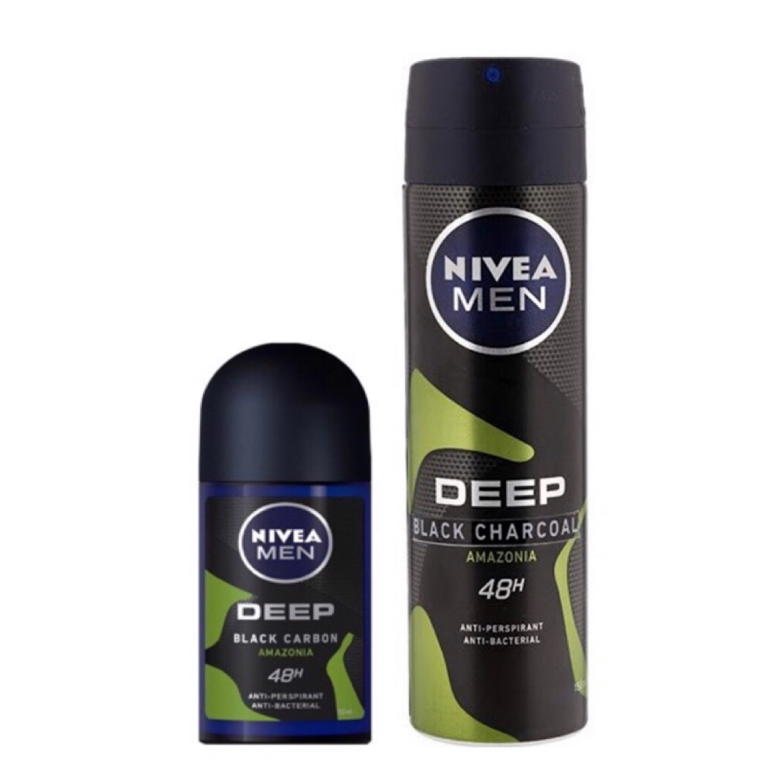 Bộ Đôi Xịt Ngăn Mùi Nivea Than Đen Hương Rừng Amazon 150ml và Lăn Ngăn Mùi Nivea Than Đen Hương Rừng Amazon 50ml