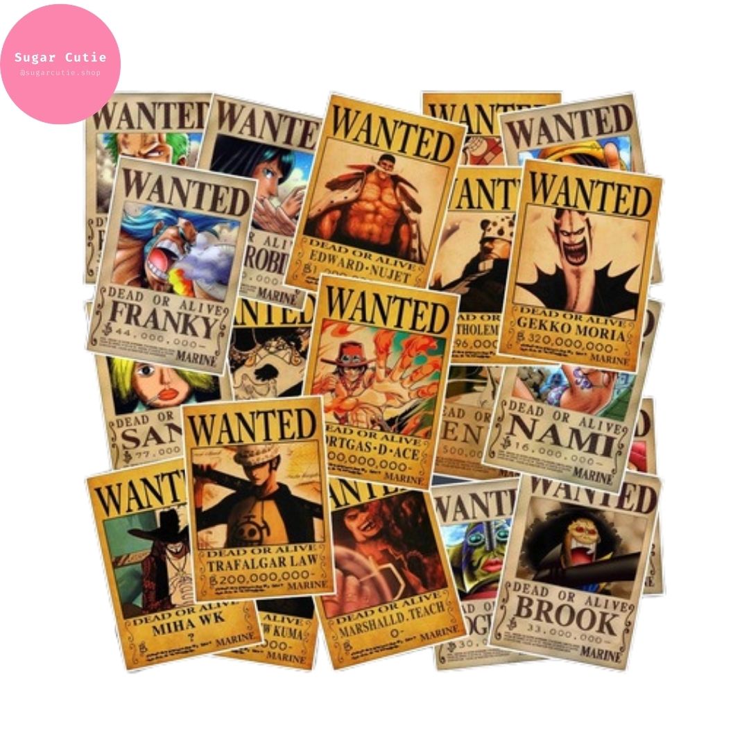 Stickers Wanted One Piece anime 25 miếng đặc biệt nhãn dán