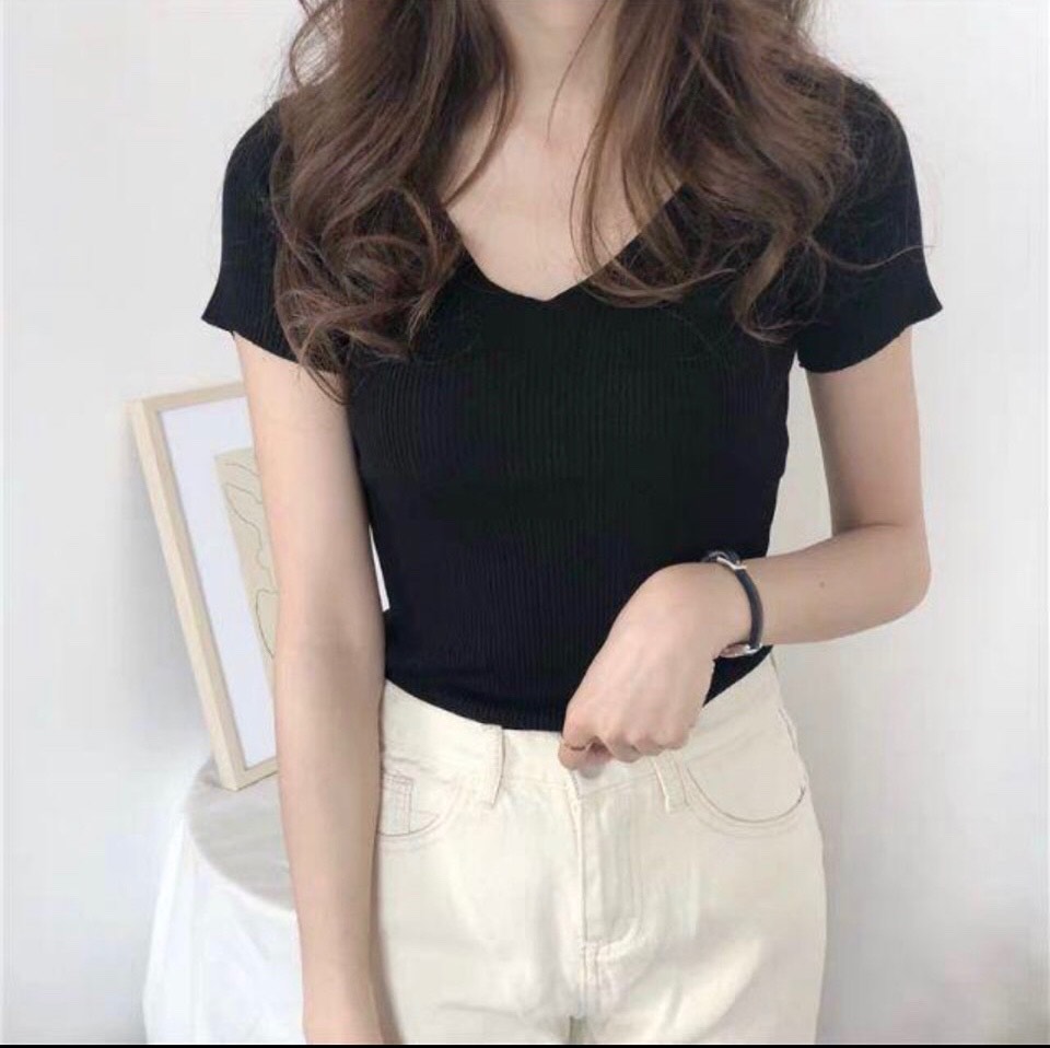 ÁO CROPTOP THUN TĂM CỔ TIM HOT TREND VẢI THUN TĂM CAO CẤP 2 size 44-56KG TÙY CHIỀU CAO
