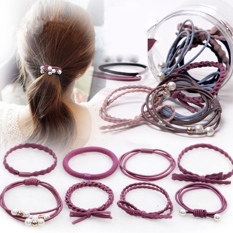 Hộp Dây Buộc Tóc 12 Món Siêu Đẹp - Chun Co Giãn Cực Tốt, Phù Hợp Cho Cả Người Tóc Dày Lẫn Mỏng