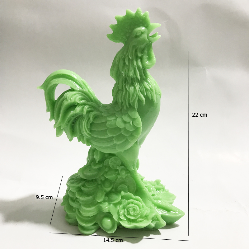 Tượng đá trang trí gà đại màu xanh