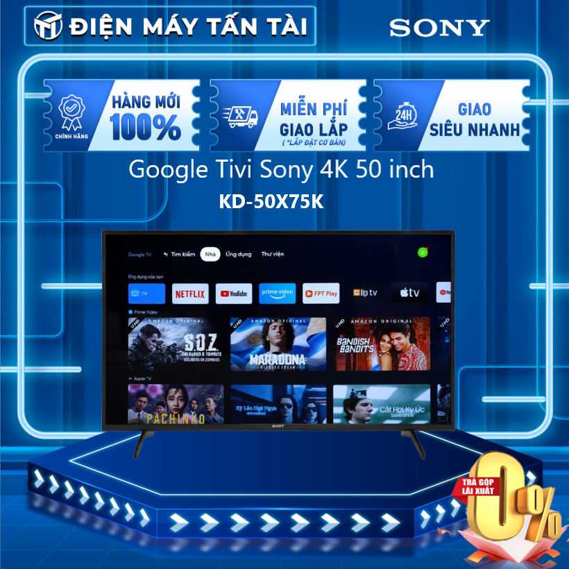 Google Tivi Sony 4K 50 inch KD-50X75K