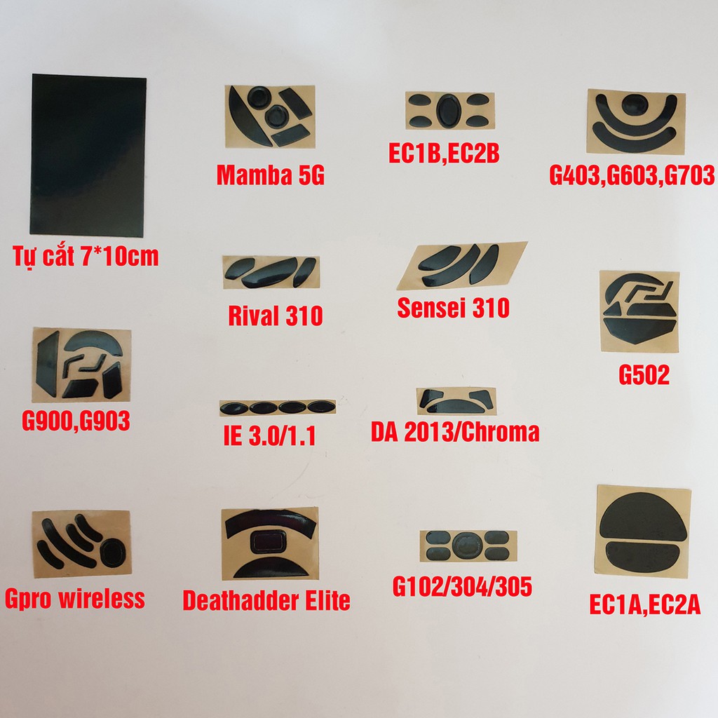 Feet chuột dày 0.7mm các loại G102, G403, G603, G703, G502, G900, G903, G304, G305, Deathadder 2013, Deathadder Chroma, Deathadder Elite, Mamba Elite, G502 Wireless, EC1A, EC2A, EC1B, EC2B