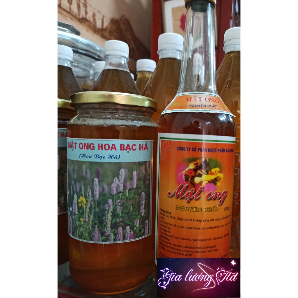 Mật ong bạc hà loại xịn - chai 1 lít của " gia lương tích thiện đường" giá 400000/chai