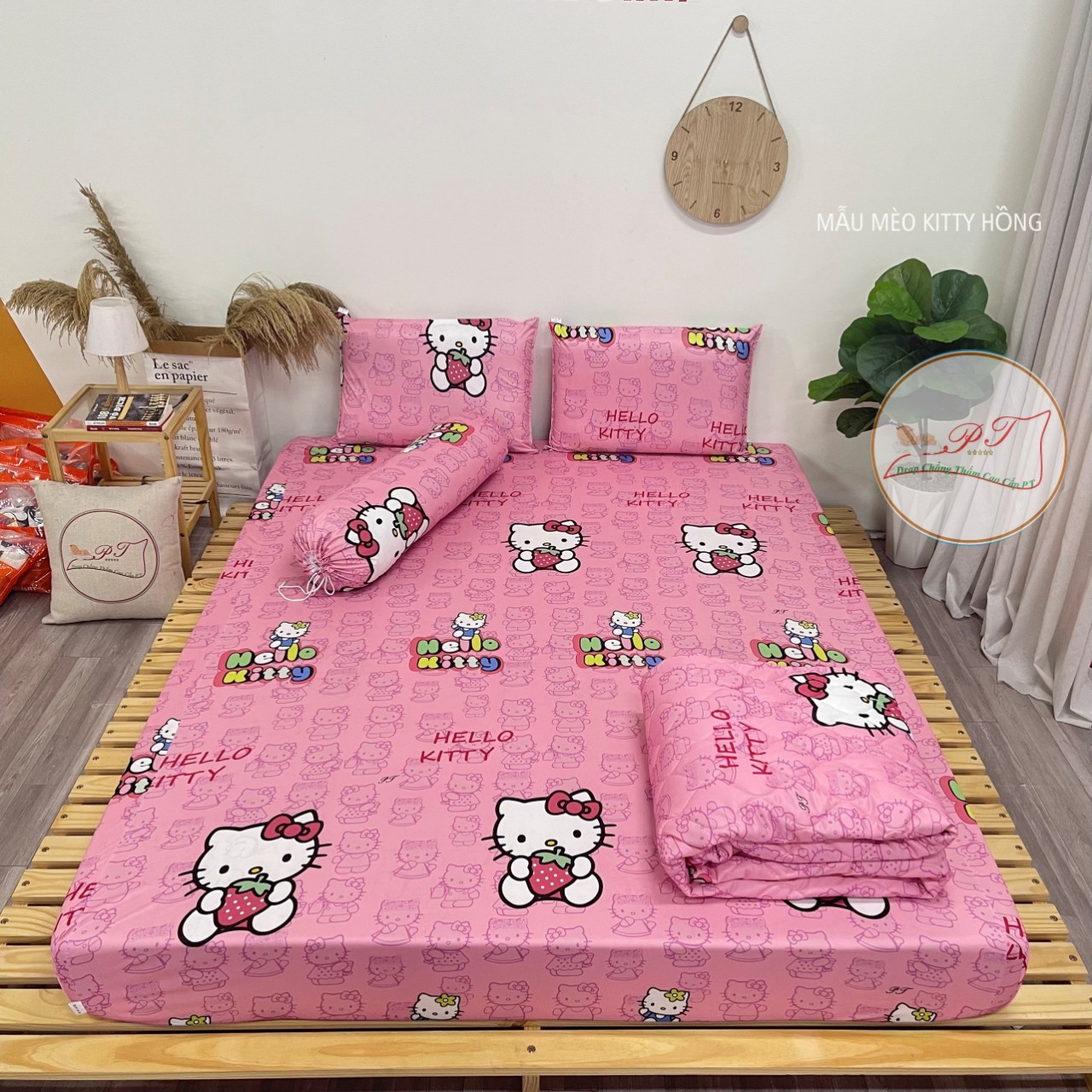 0608 kitty hồng - bộ drap ga - ga lẻ - vỏ gối - thun siêu lạnh organic & ga chống thấm cao cấp pt - chất thun siêu lạnh lụa organic siêu mát lạnh - achuashop