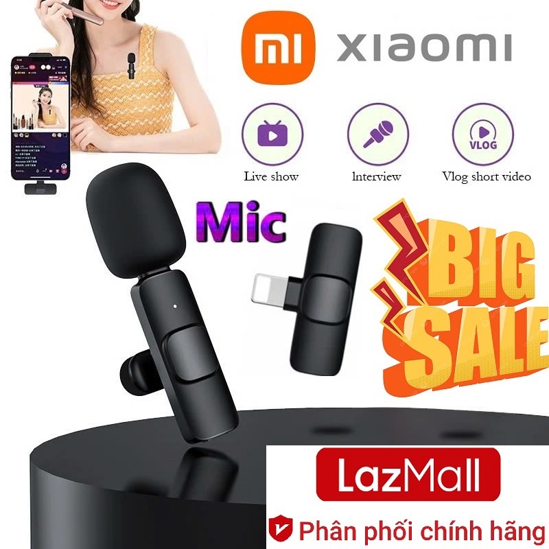 Xiaomi Sale Đậm Sâu LazMall Vietnam Bộ Micro Thu Âm Không Dây Cài Áo Cho Điện Thoại 1 Mic Lightning Lọc Tiếng Ồn Để Livestream Ghi Âm Quay Video, Micro Trợ Giảng Không Dây Cài Ve Áo Kèm Đầu Thu Chân Lightning