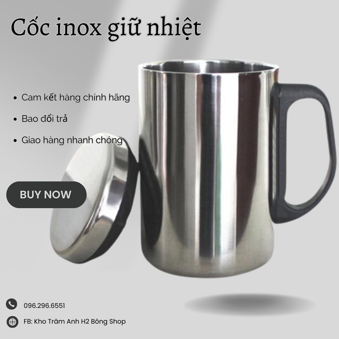 Ca giữ nhiệt inox 500ml - ly uống nước inox 2 lớp giữ nhiệt 500ml