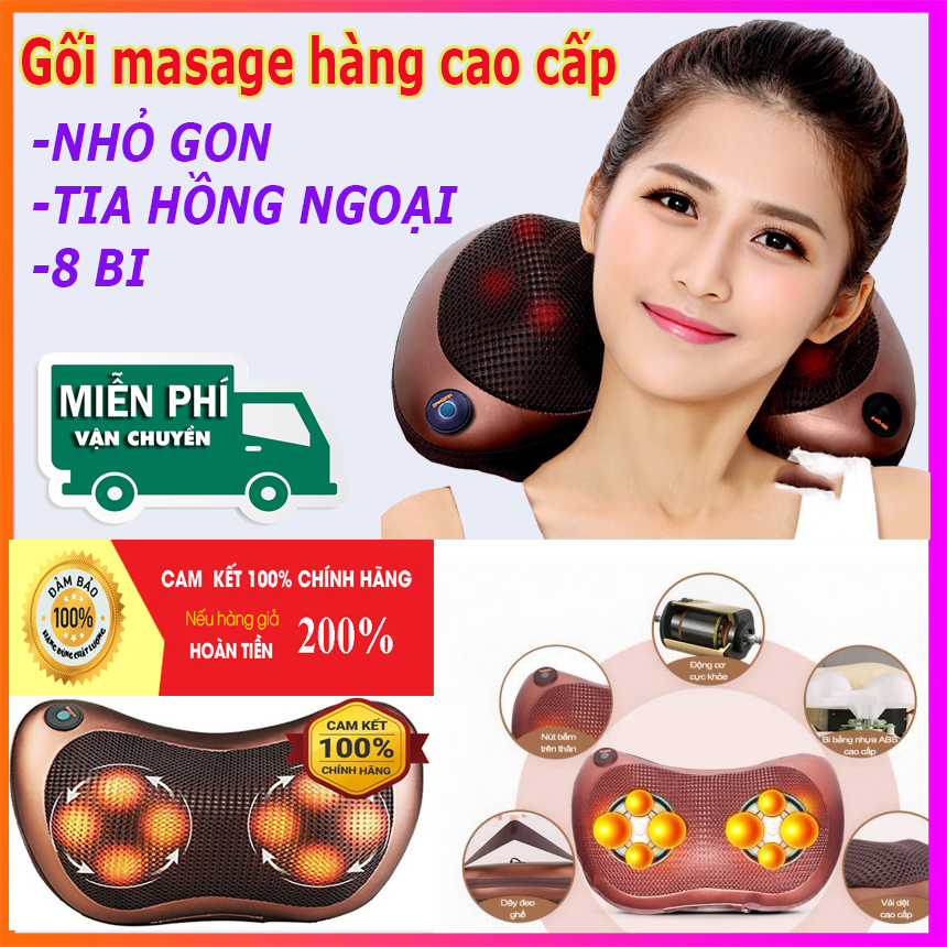Gối Masage Toàn Thân 8 Bi Gối Masage Cổ Mua Ngay Gối Massage Hồng Ngoại 8 Bi Cao Cấp Giảm Tình Trạng Căng Cơ Tăng Cường Lưu Thông Máu - Bh Uy Tín 1 Đổi 1- Bao Chất Lượng