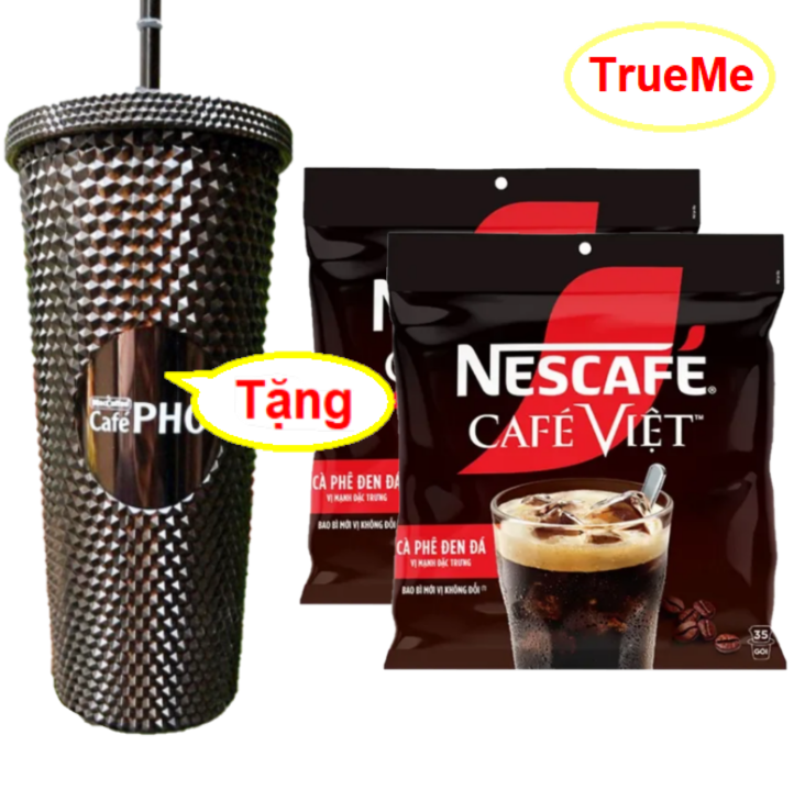 [Tặng Ly Kim Cương] Combo x2 túi Nescafe Café Đen Đá Việt 35 gói x 16g/Túi - Ca Phê Đen Đá - Cafe Vi