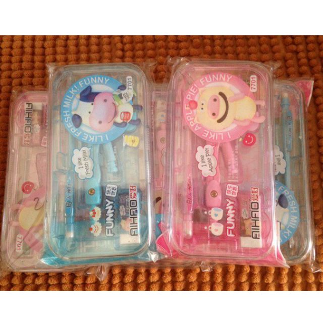 Bộ ê ke compa bút chì kim loại đẹp có hộp đựng