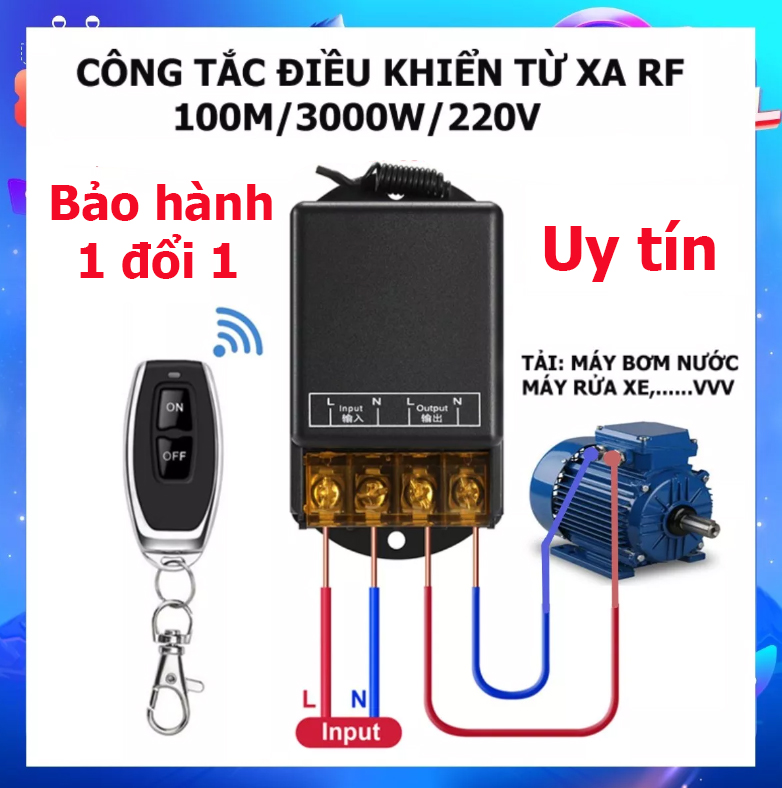 Dieu khien tu xa Công tắc điều khiển từ xa rf 100M xuyên tường công suất lớn 30A / điện áp 110 - 220V cong tac dieu khien