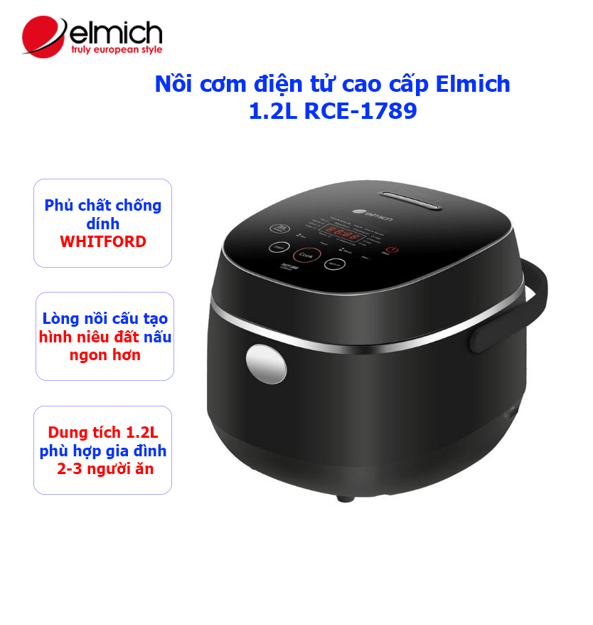 Nồi cơm điện tử elmich cảm ứng cao cấp 1.2l 1.2 lít lòng niêu rce-1789 - hàng chính hãng