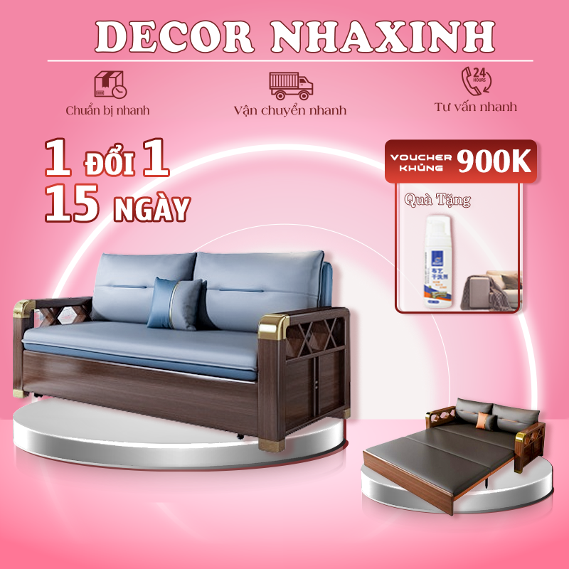 [GIÁ TỐT] Sofa Giường Thông Minh Ghế, Sofa Giường Gấp Gọn Đa Năng, Sofa Giường Khung Sắt, Giường Sofa Tay Gỗ Sang Trọng, Giường Sofa Đa Năng Tay Ốp Kim Loại Cao Cấp