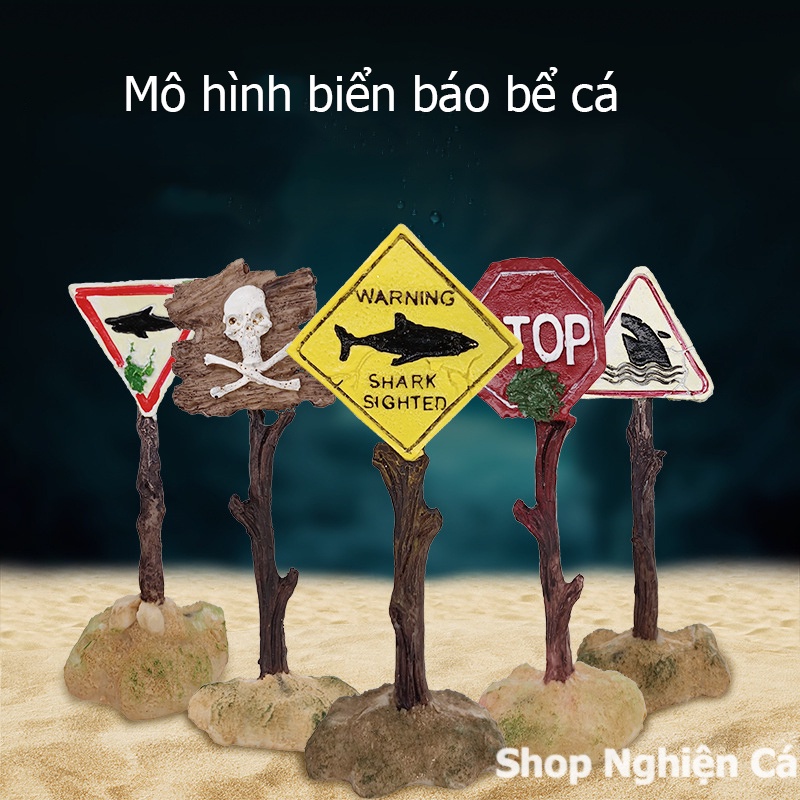 Mô hình biển báo trang trí bể cá, hồ cá độc đáo