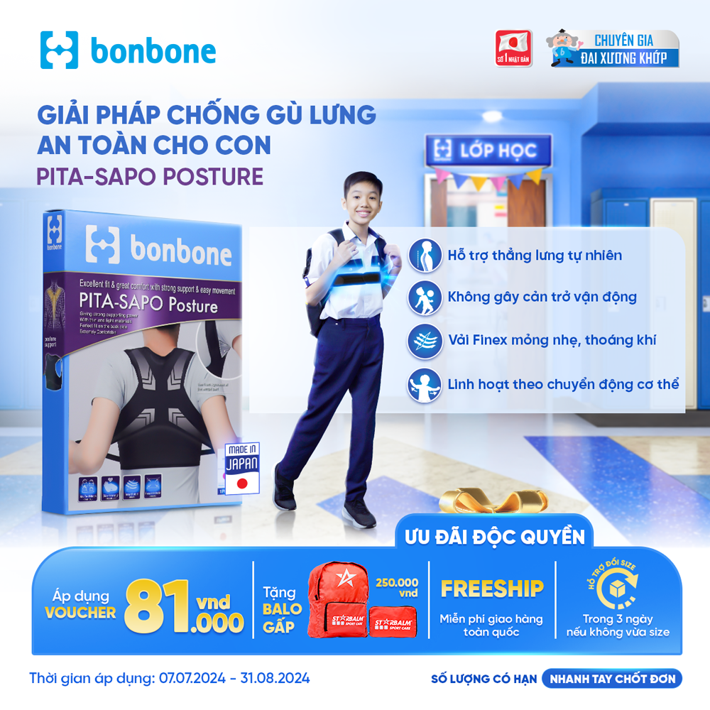 Đai Chống Gù Lưng PITA SAPO POSTURE Giữ  Cột Sống Thẳng, Phòng Đau Lưng, Ngăn Ngừa Cận Thị Ở Trẻ Em