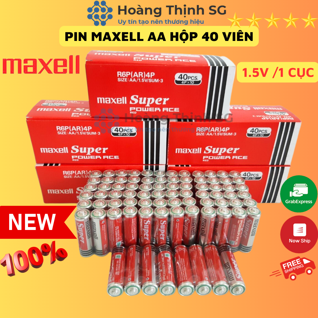 Hộp 40 viên pin aa maxell, pin tiểu aaa maxell super power chính hãng