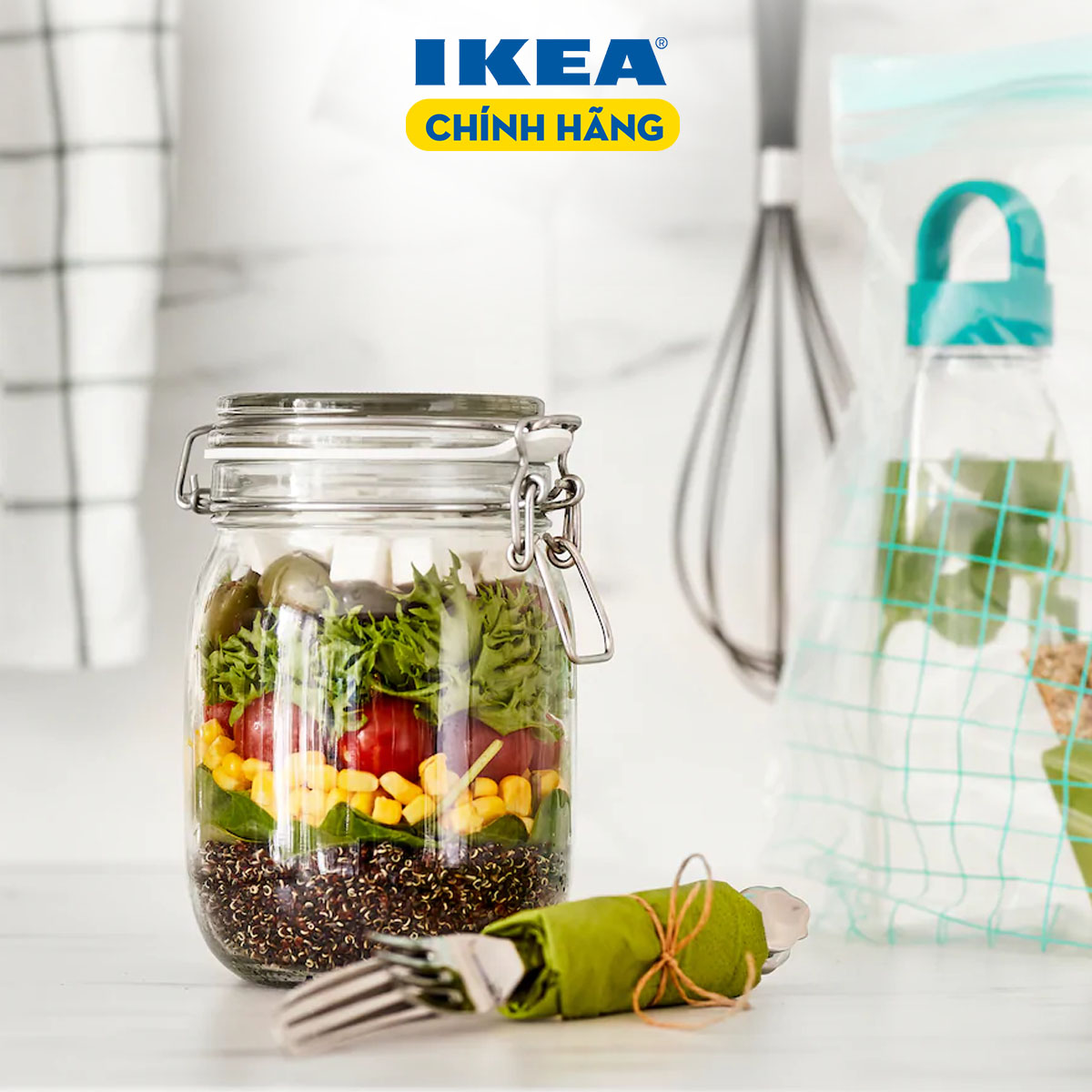 Lọ thuỷ tinh có nắp ikea chính hãng – korken