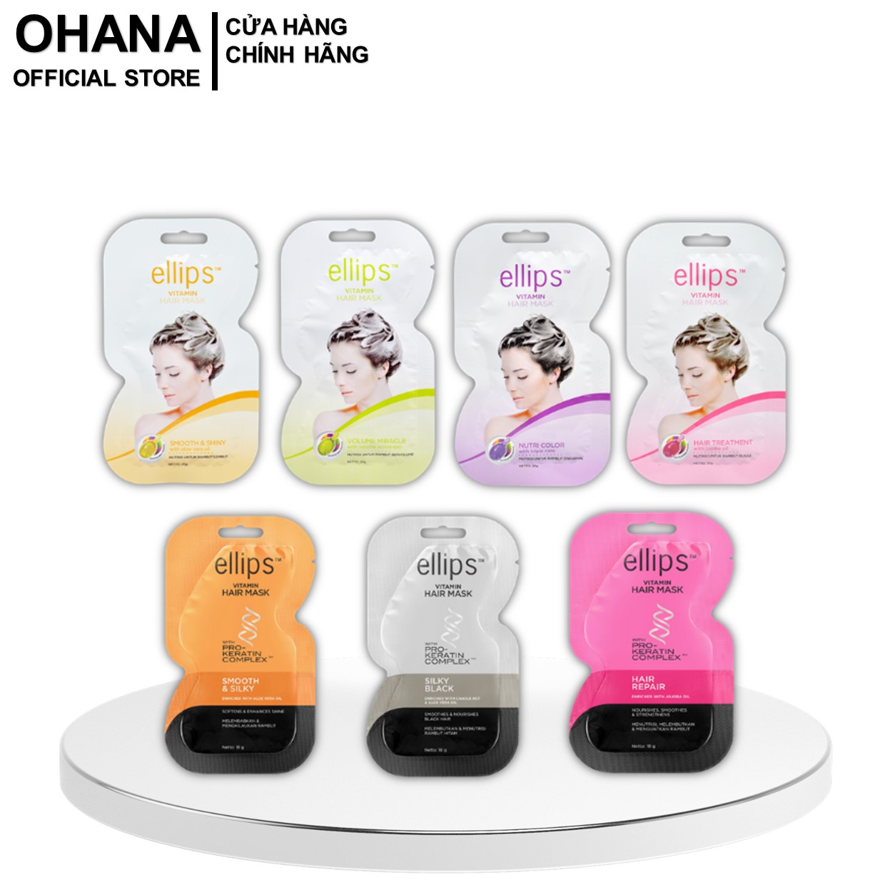 Kem ủ tóc ellips hair mask giúp tóc khỏe, bóng mượt, phục hồi hư tổn