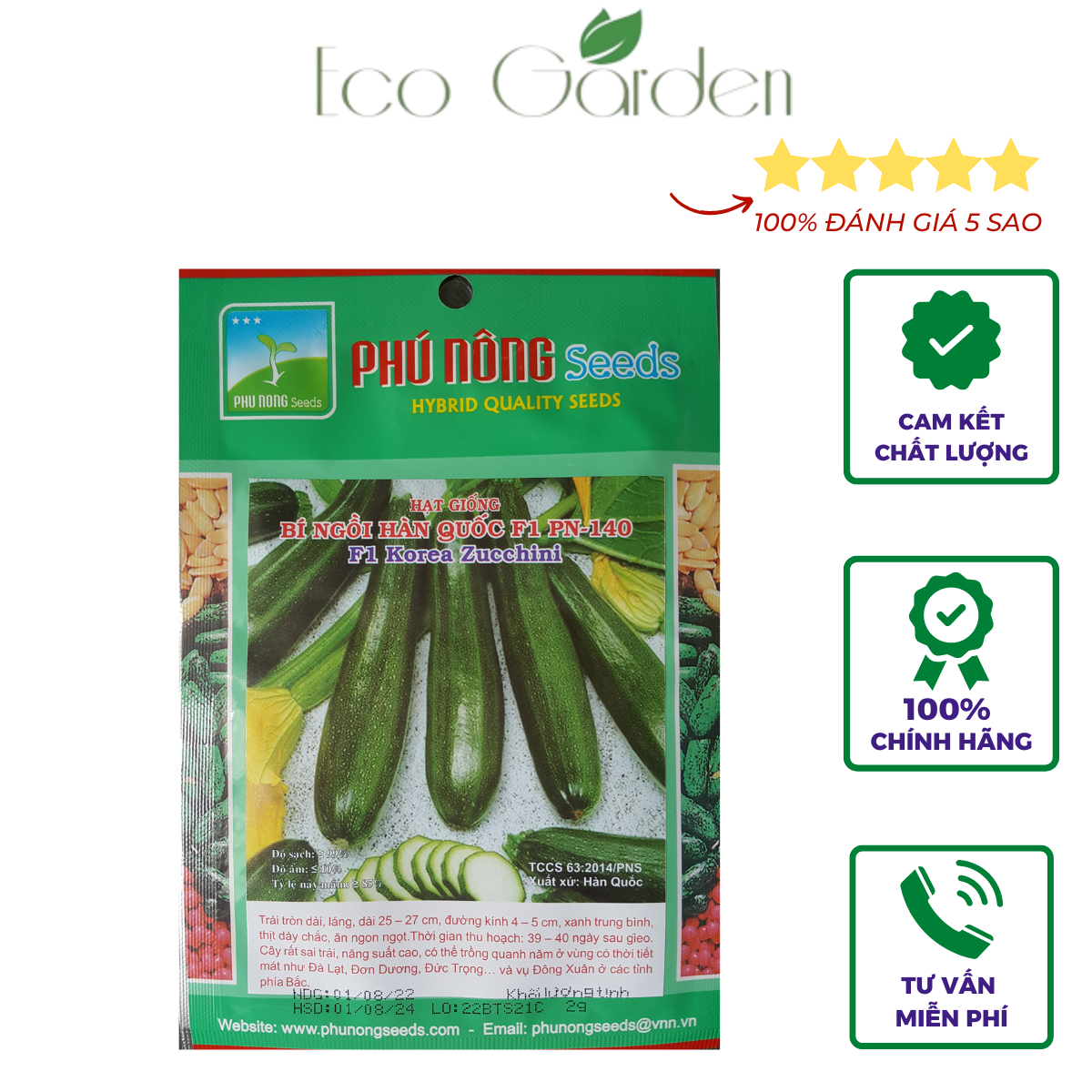 Hạt giống bí ngồi hàn quốc f1 pn-140 phú nông - 2g