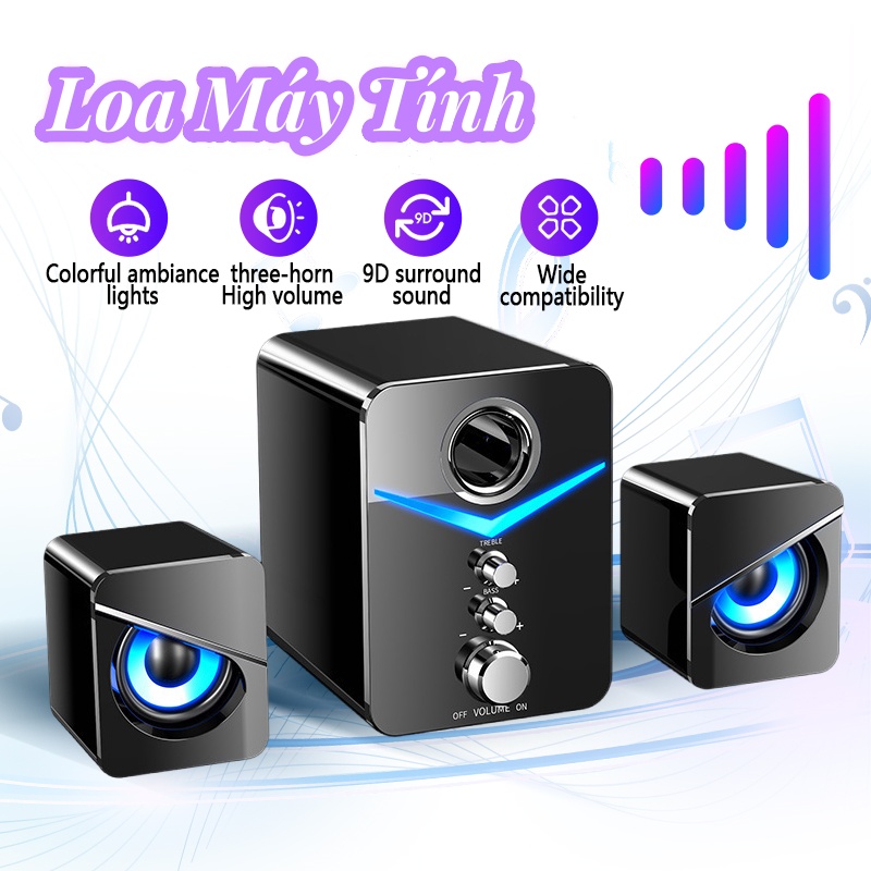 Loa vi tính để bàn MC D221 SUPER BASS,Loa máy tính cắm nguồn USB hiệu ứng,Loa hát karaoke có LED,âm thanh HD chất lượng cao